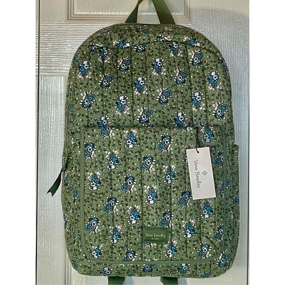 VERA BRADLEY All-Day Simple Backpack - Freja’s Flowers Bay Leaf Green - Picture 2 of 8